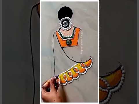 Beautiful girl rangoli for  festival #rangoli​​ #shorts #trending #youtubeshorts #rangolidesigns