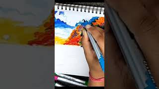 Vibrant nature landscape art🌿🏞️#artgoals #art #drawing #artisticnature #artisticserenity #painting