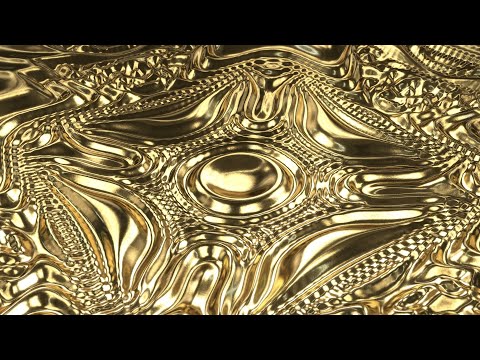 Abstract Bright Golden Reflective Shiny Metallic Fluid Surface Waves 4K UHD 60fps 1 Hour Video Loop