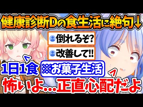 健康診断Dも納得なねねちの衝撃的な食生活に驚きを隠せないぺこら【ホロライブ/切り抜き/VTuber/ 桃鈴ねね / 兎田ぺこら / ホロ鯖マインクラフト 】