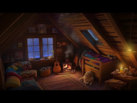 The Most Cozy Winter Hut for Sleep | Snowstorm and Fireplace Sounds