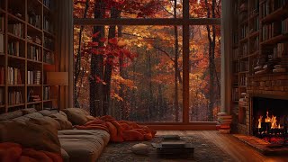 Relaxing Jazz & Rain Sounds in a Cozy Cabin Ambience | Perfect for Sleep & Study 🍁