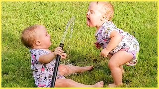 Funny Babies Playing With Water || Baby Outdoor Videos