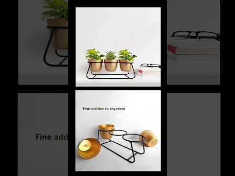 Add this beautiful golden metal planter set to your home  #planterstand #short #youtubeshorts