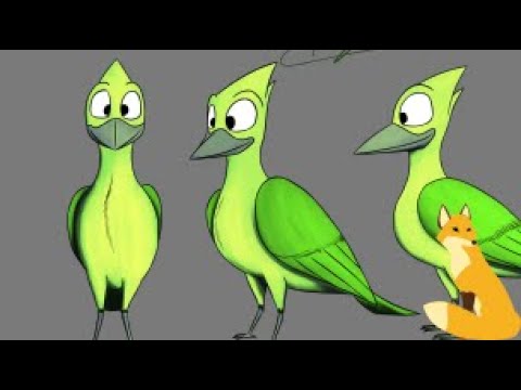 Drawing Green Bird - Character Drawing - Krita