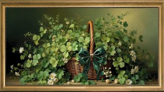 St. Patrick's Day Floral Art TV, Elegant Green And Gold Flowers, Vintage Art Screensaver