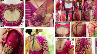 💯🎉 Pink aari work blouse design / maggam work blouse design / bridal aariwork blouse design #blouse