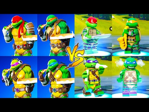 Ninja Turtles vs Lego Ninja Turtles in Fortnite Dance Battle (TMNT Skins)