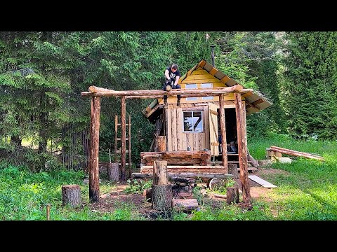 Live with my brother in a wild forest in a Log Cabin away from people in a 30-degree heat