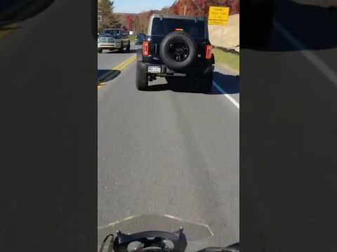 Motorcycle Rear Ends Brand New Bronco | ​⁠@DobbieZ #motorcycle #crash #fyp