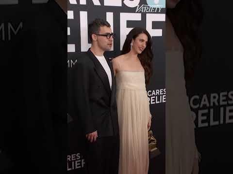 Jack Antonoff and Margaret Qualley at the Grammys