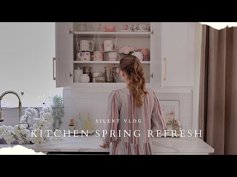 Kitchen Deep Cleaning Routine 🌷Spring Decorate With Me | Cozy Baking | SILENT VLOG