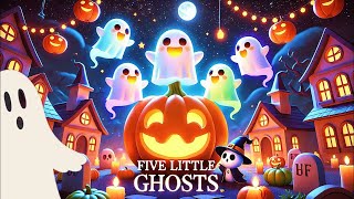 👻 5 Little Ghosts Jumping On The Bed | Fun Halloween Song for Kids 🎶 | super simple nursery rhymes