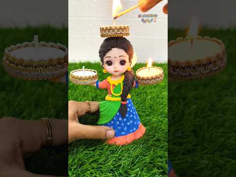 Diwali Special🪔✨🎇DIY Candle Holder Making With Clay💕🥰 Unique Traditional Doll Diya Stand Making🎇✨🪔🪔🪔