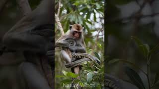 Monkey Entangled With Cobra 🐍 #animallife #wildlife #animalworld #naturelovers #nature #viralvideo