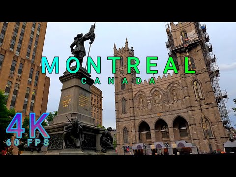 Montreal Walk on a Rainy Day 4K