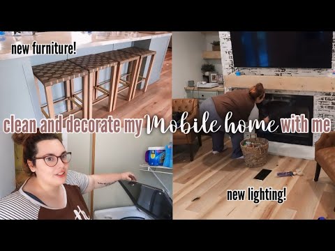 *NEW* MOBILE HOME CLEAN & DECORATE WITH ME | new furniture and lighting | double wide mobile home