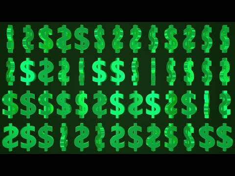 Shiny Green Cash Money 3D Dollar Sign Symbols Spinning Luxuriously 4K Moving Wallpaper Background