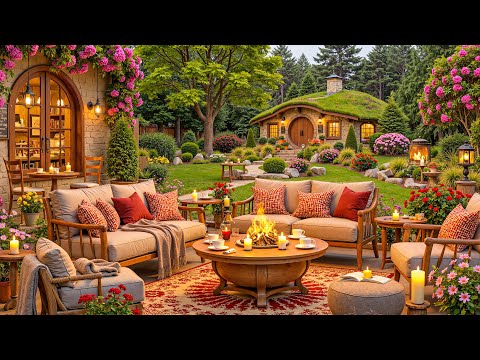 Cozy Spring Morning Saxophone Jazz in Hobbit-Style Garden ☕ Relaxing Warm Jazz coffee Music Ambience