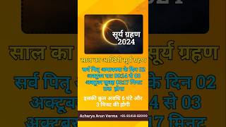 Surya grahan kab hai 2024 | सूर्य ग्रहण कब है 2024 | SuryaGrahan kitni tarikh ko lagega October 2024