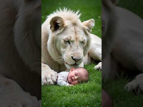 Muscular White Lion Meets Newborn Baby For FIRST TIME