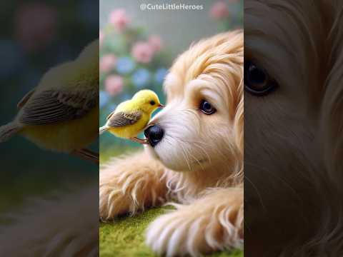 Max the puppy helps the baby bird fly.