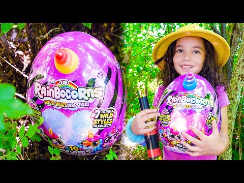 The Finger Family Song RAINBOCORNS! Finding the NEW Rainbocorns Wild Heart Surprise on a Safari!