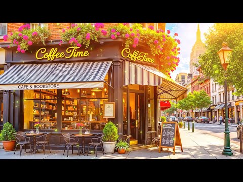 Happy Spring Morning Jazz at Outdoor Coffee Shop Ambience ~ Smooth Bossa Nova Music for Great Vibes