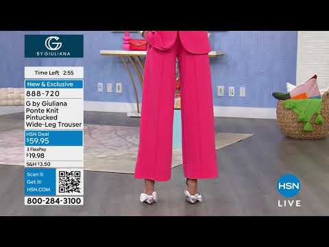 G by Giuliana Ponte Knit Pintucked WideLeg Trouser