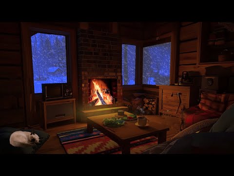 Fall Asleep In 3 Minutes With Snowstorm Sounds And Fireplace In A Cozy Home