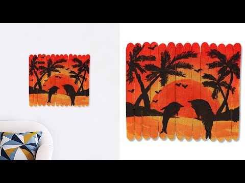 Beautiful 😍 Easy and simple ICE CREAM STICK PAINTING DIY