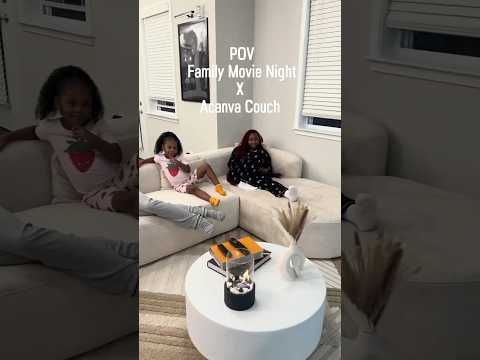 Cozy Movie Night with Kids on Mellow Velvet Chaise Sectional!@sadeburnett#acanvahome #interiordesign