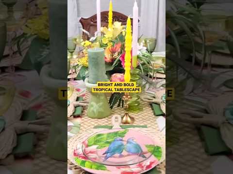 Bright and bold tropical summer tablescape! #shorts #shortsvideo #tropical  #decoratewithme