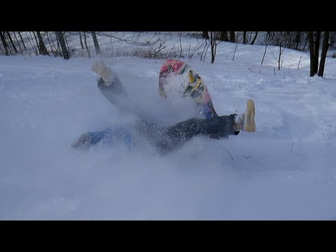 Sledding down ABANDONED SKI HILL