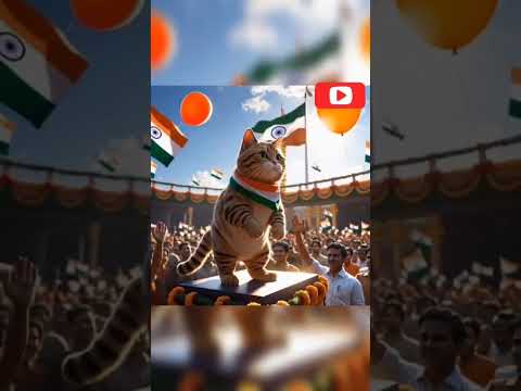 . "Tubby Cat's Republic Day Celebration"#FelineHero#IndiaCelebrates#CuteAndPatriotic#CatOnStage