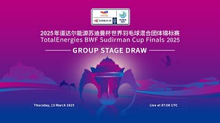 TotalEnergies BWF Sudirman Cup Finals 2025 Group Stage Draw