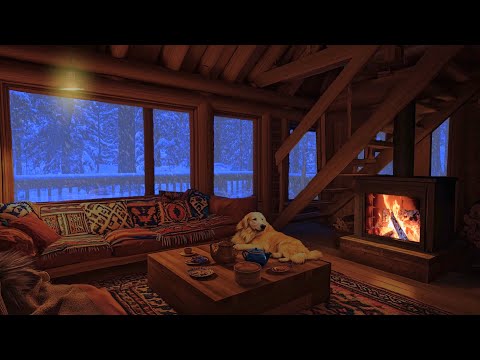 Cozy Winter Ambience for Reading with Fireplace Sounds and Snowfall