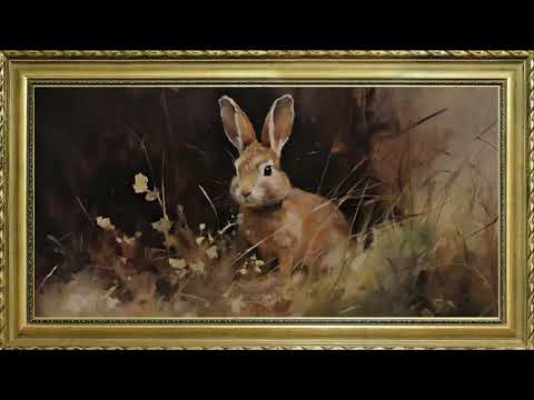 EASTER BUNNY FREE TV ART NEUTRAL COLORS TV WALLPAPER SCREENSAVER BACKGROUND VINTAGE FRAMED SAMSUNG