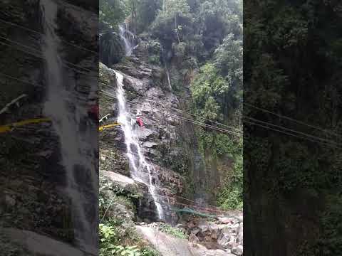 Flora doing rope climbing kanchenjunga falls pelling