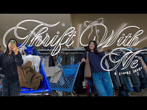 thrift with me! 🛒🤍👜 I went to 6 thrift stores, intense dat of thrifting + try-on haul