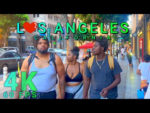 Los Angeles Downtown Walk, California USA 4K - UHD