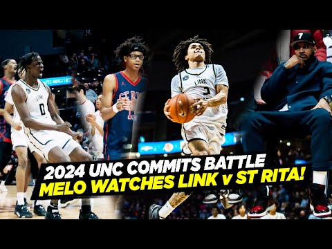 UNC Basketball Commits Battle! Carmelo Anthony Watches Link Academy vs Chicago St Rita at Bass Pro!