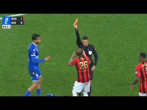 Melvin Bard Carton Rouge 🟥 | Nice vs Auxerre 1-1 | Résumé | Ligue 1 2024/2025