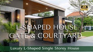 Luxury L-Shaped Single-Storey House: Seamless Indoor-Outdoor Flow, Modern Gate & Courtyard Kitchen