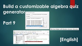 Build a customizable algebra quiz Part 9|VBA Quiz Maker with Random Answer Allocation [English]