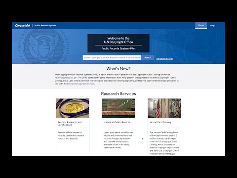 Copyright Public Records System Pilot Tutorial