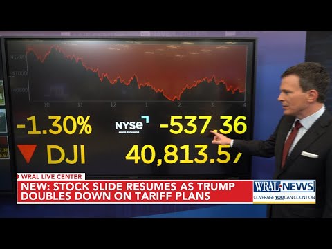 Stock slide resumes as Trump doubles down on tariff plans