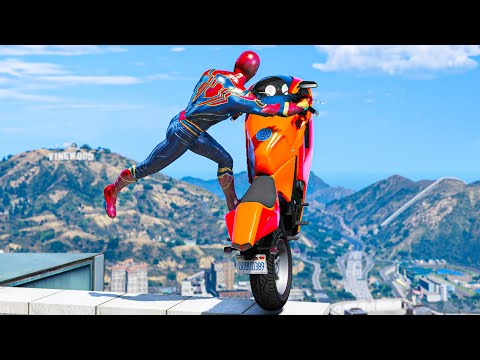 GTA 5 IRON SPIDERMAN Bike Ragdolls Compilation (Euphoria Physics Showcase) Ep 2