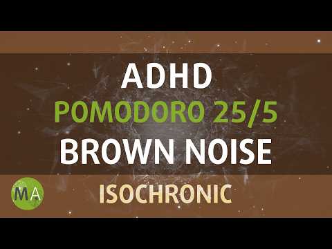 ADHD Intense Relief Pomodoro 25/5 - Brown Noise  + Isochronic Tones