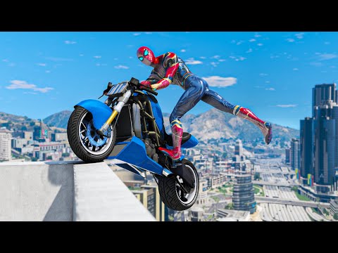 GTA 5 Iron Spiderman Motorcycle Stunts/Fails/ - 30 Minutes of the Best Ragdolls Compilation #5